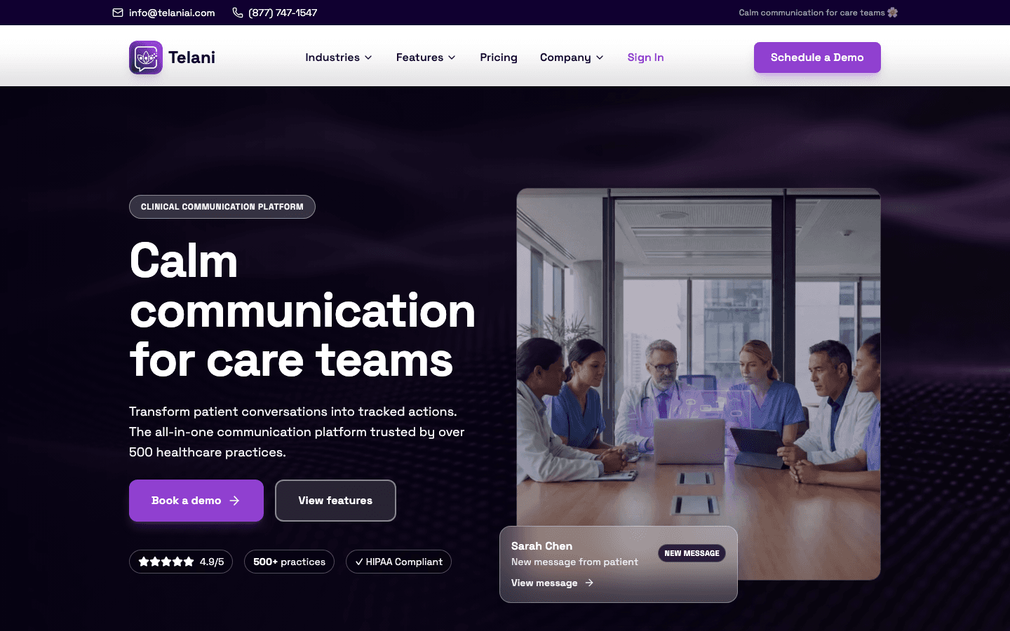Telani AI Copilot homepage preview