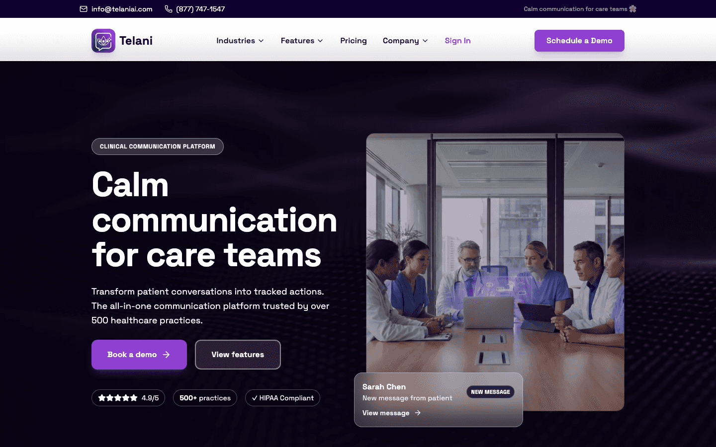 Telani AI Copilot homepage preview