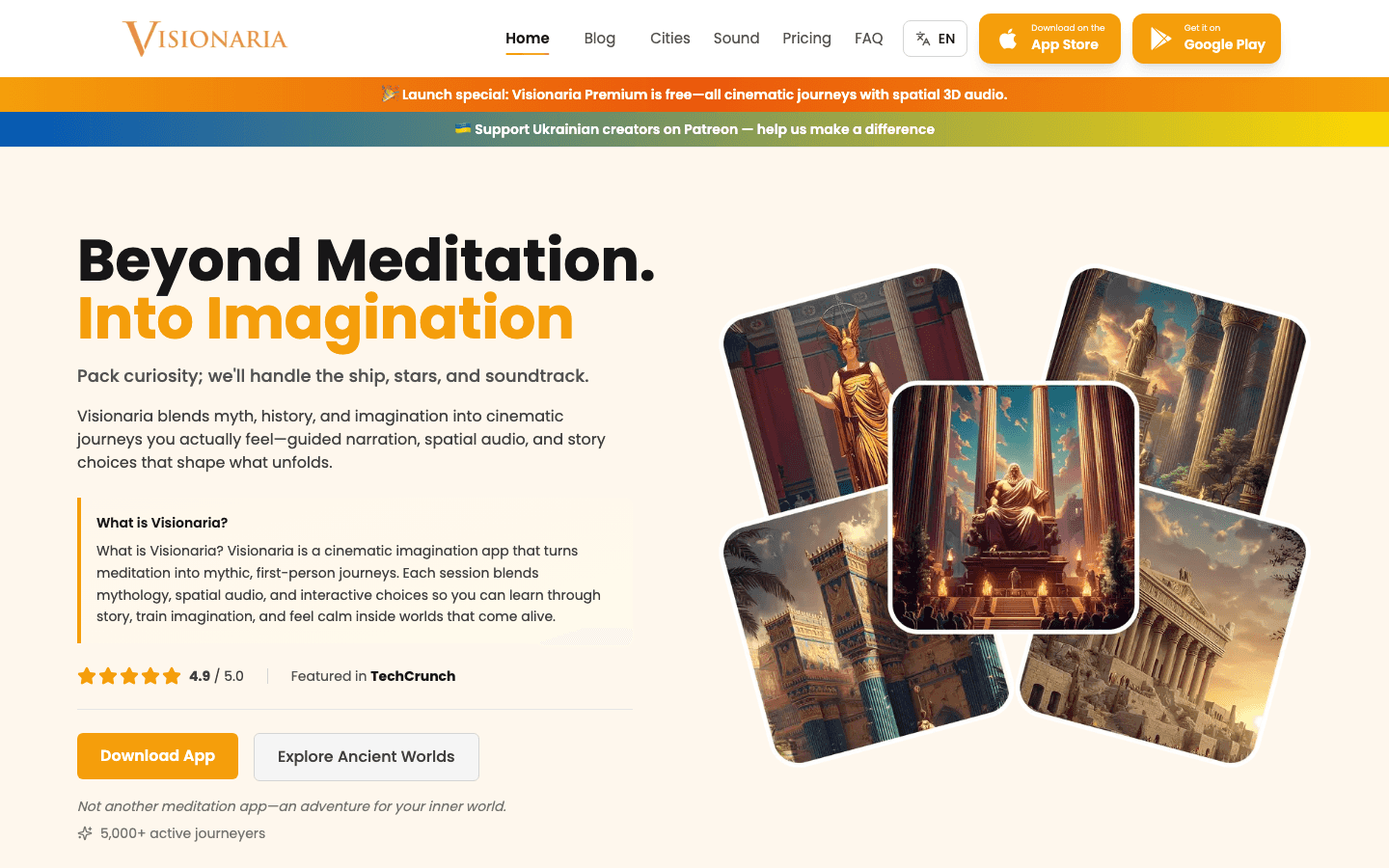 Visionaria Platform homepage preview